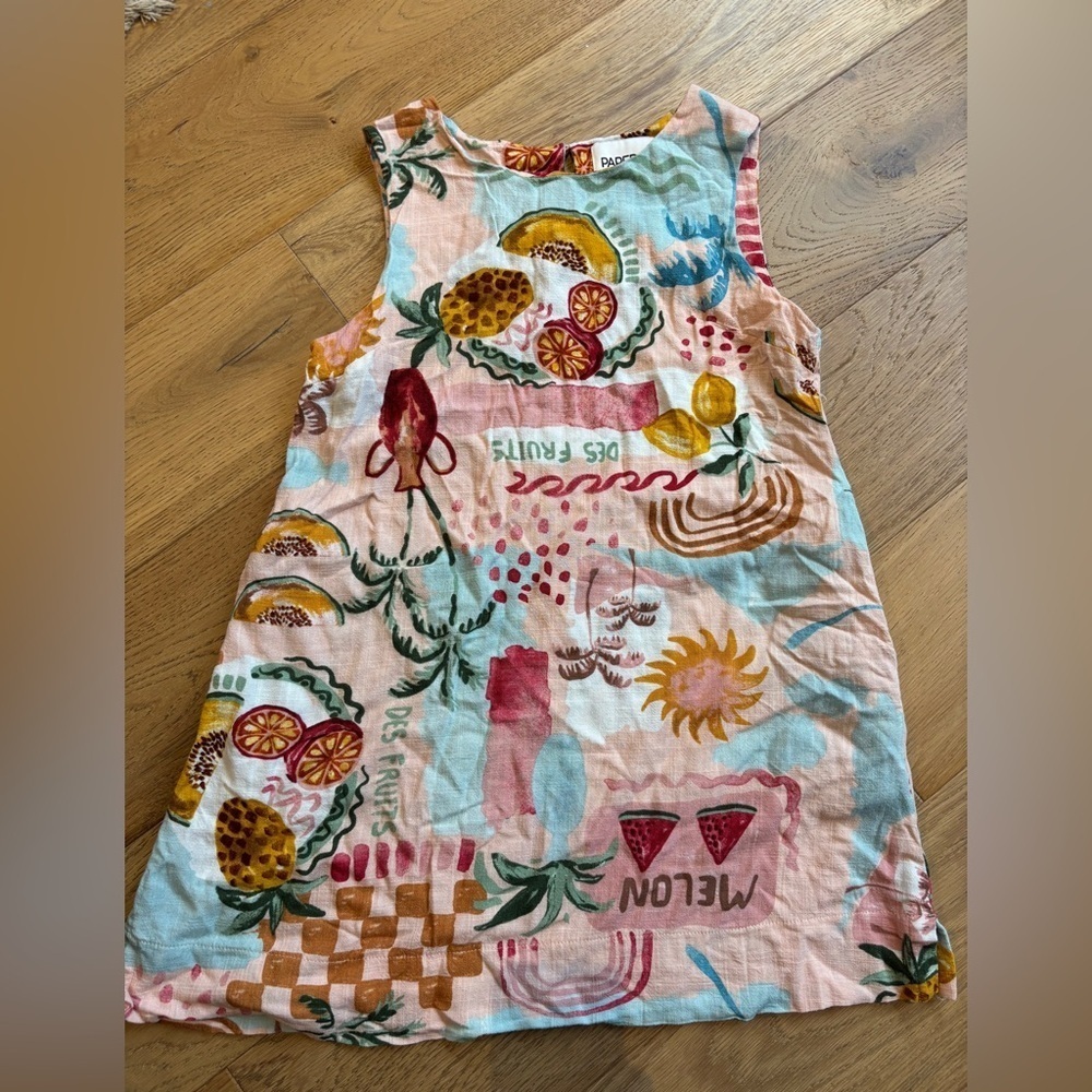 Anthropologie Paper Heart Fruit Sleeveless Linen Blend Mini Dress Size XS - Picture 4 of 8